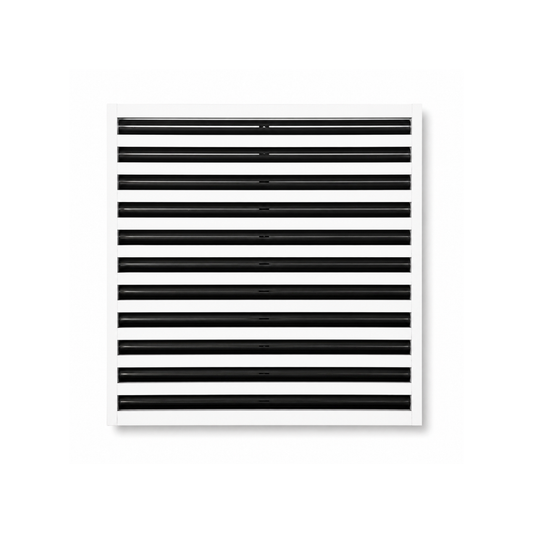 CRYPTIC 22" Linear Slot Diffuser by Cryptic Air: white, square, with 11 evenly spaced black horizontal slots.