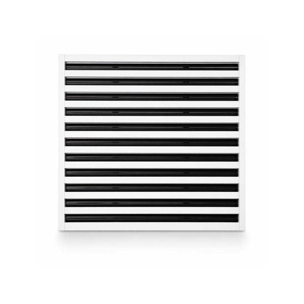 24-inch linear slot diffuser, 12-slot modern AC vent cover, white aluminum, by Cryptic Air
