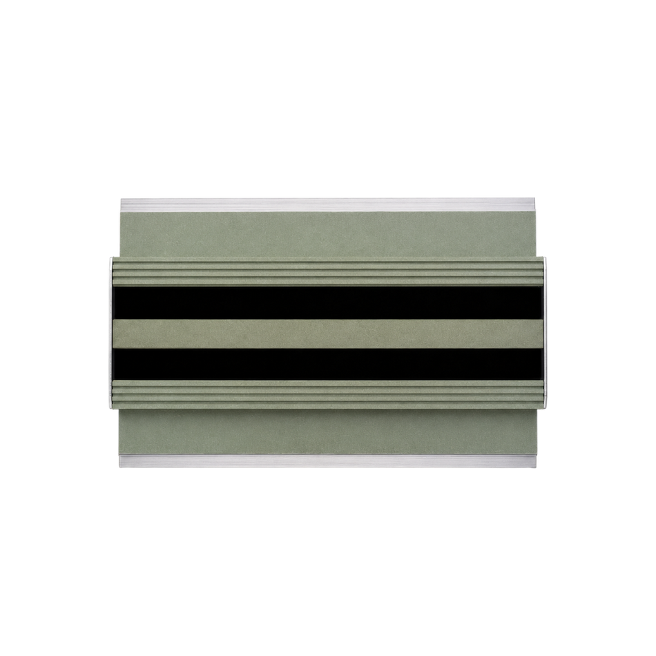 Rectangular green, black, gray art evokes Cryptic Air’s Pro Mud-In Linear Slot Diffuser—modern and sleek.