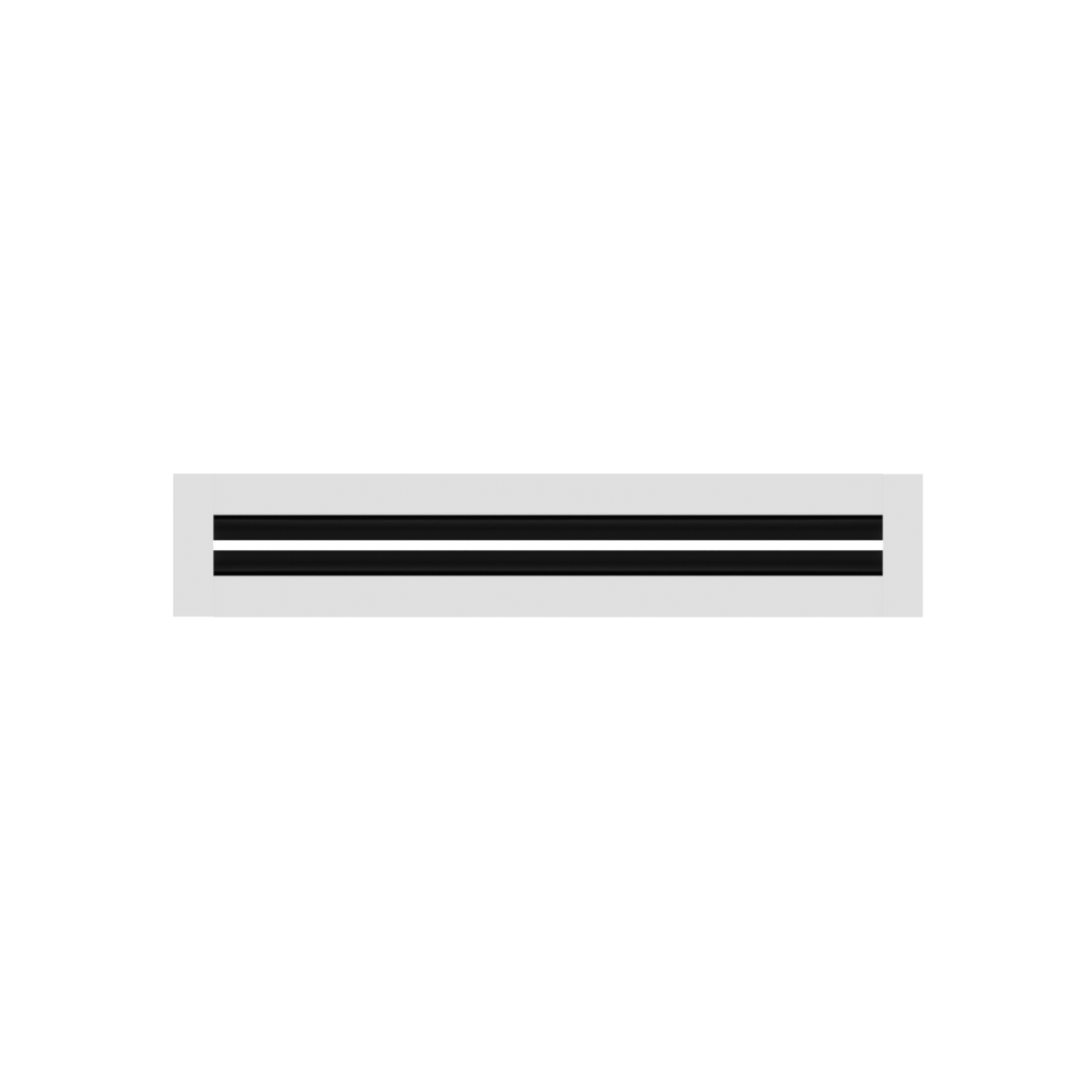 A white rectangle resembles the Cryptic Air 2" Linear Slot Diffuser with a single black slot on light gray.