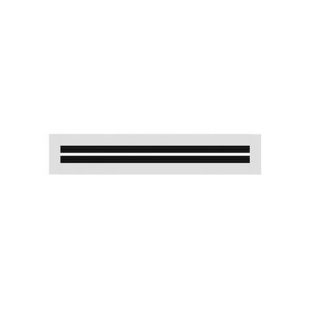 A white rectangle resembles the Cryptic Air 2" Linear Slot Diffuser with a single black slot on light gray.