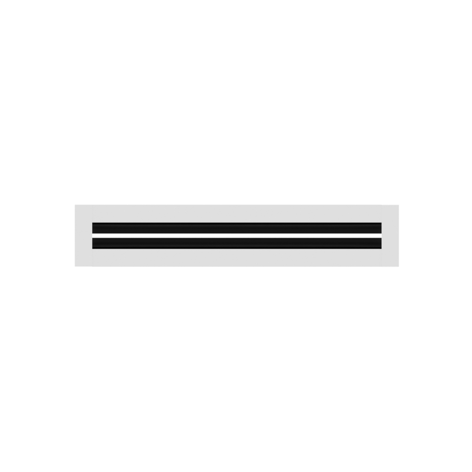 A white rectangle resembles the Cryptic Air 2" Linear Slot Diffuser with a single black slot on light gray.