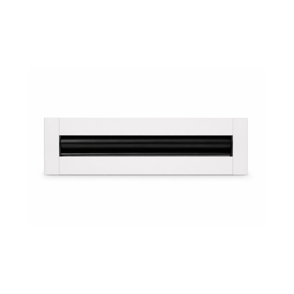 2-inch linear slot diffuser, 1-slot single-slot modern AC vent cover, white aluminum, by Cryptic Air