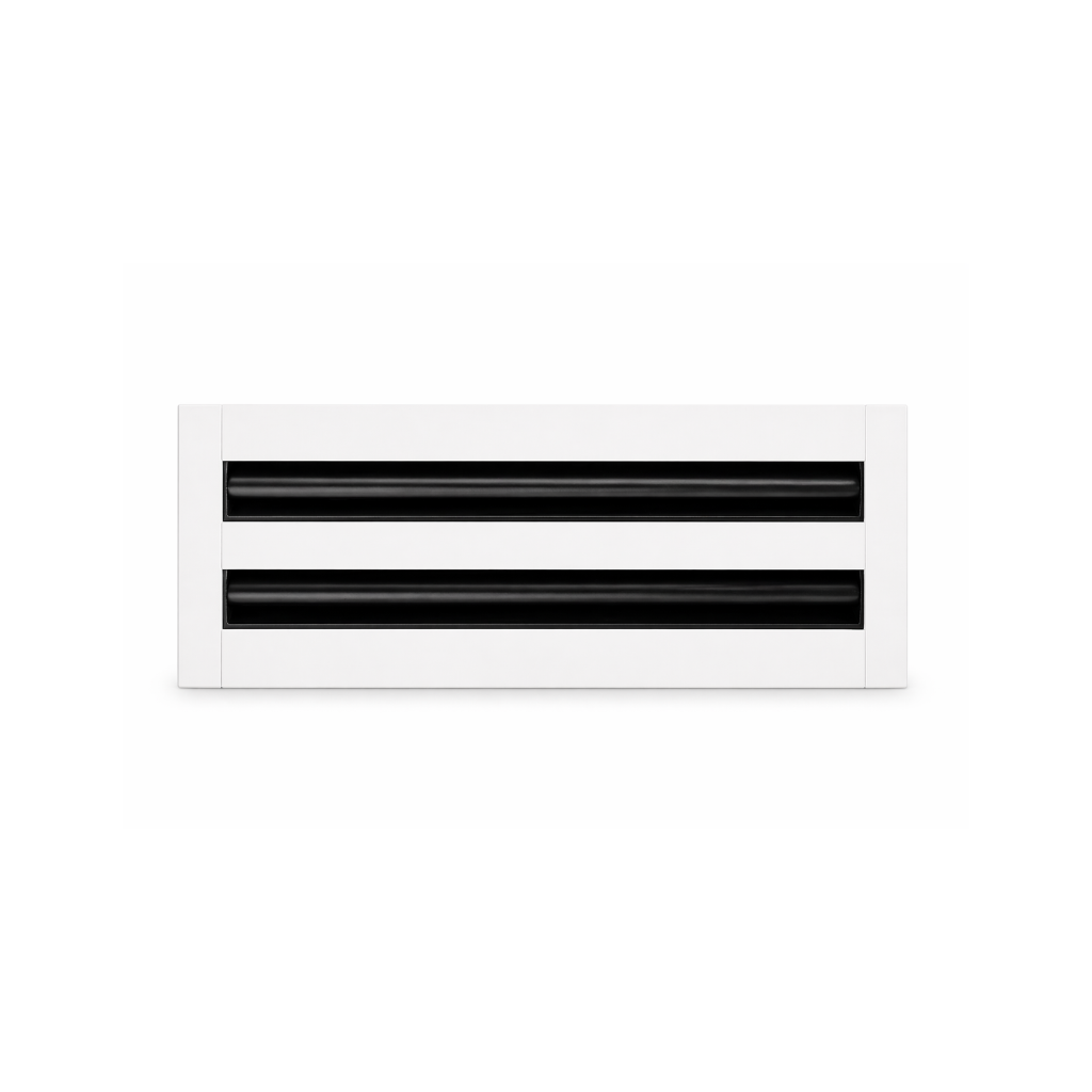 4-inch linear slot diffuser, 2-slot double-slot modern AC vent cover, white aluminum, by Cryptic Air