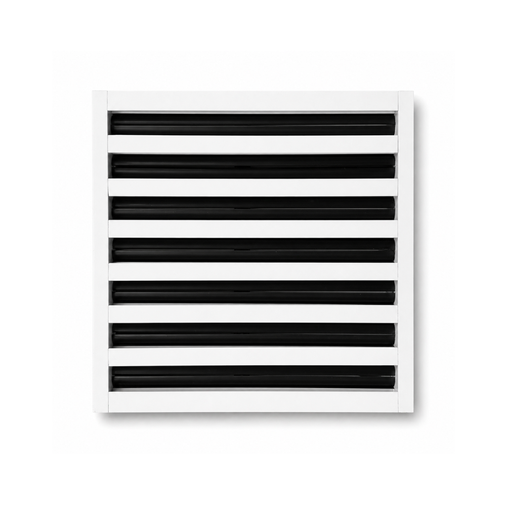 14-inch linear slot diffuser, 7-slot modern AC vent cover, white aluminum, by Cryptic Air