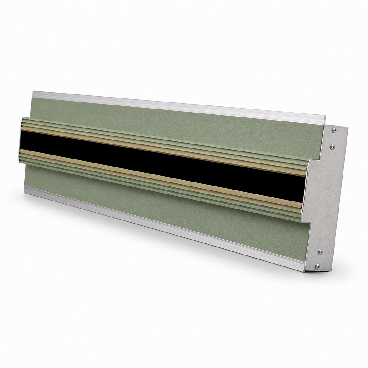 Cryptic Air Pro Mud-In Linear Slot Diffuser: 1-slot, flush mount, green metal, black slot—great for new builds.