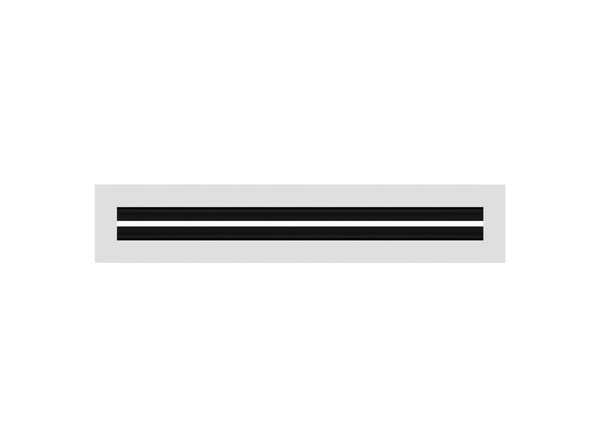 A white rectangular eraser with two black stripes, like a Cryptic Air Slot-Linear Slot Diffuser [SAMPLE].