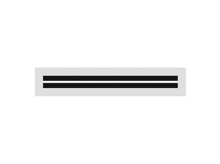 A white rectangular eraser with two black stripes, like a Cryptic Air Slot-Linear Slot Diffuser [SAMPLE].