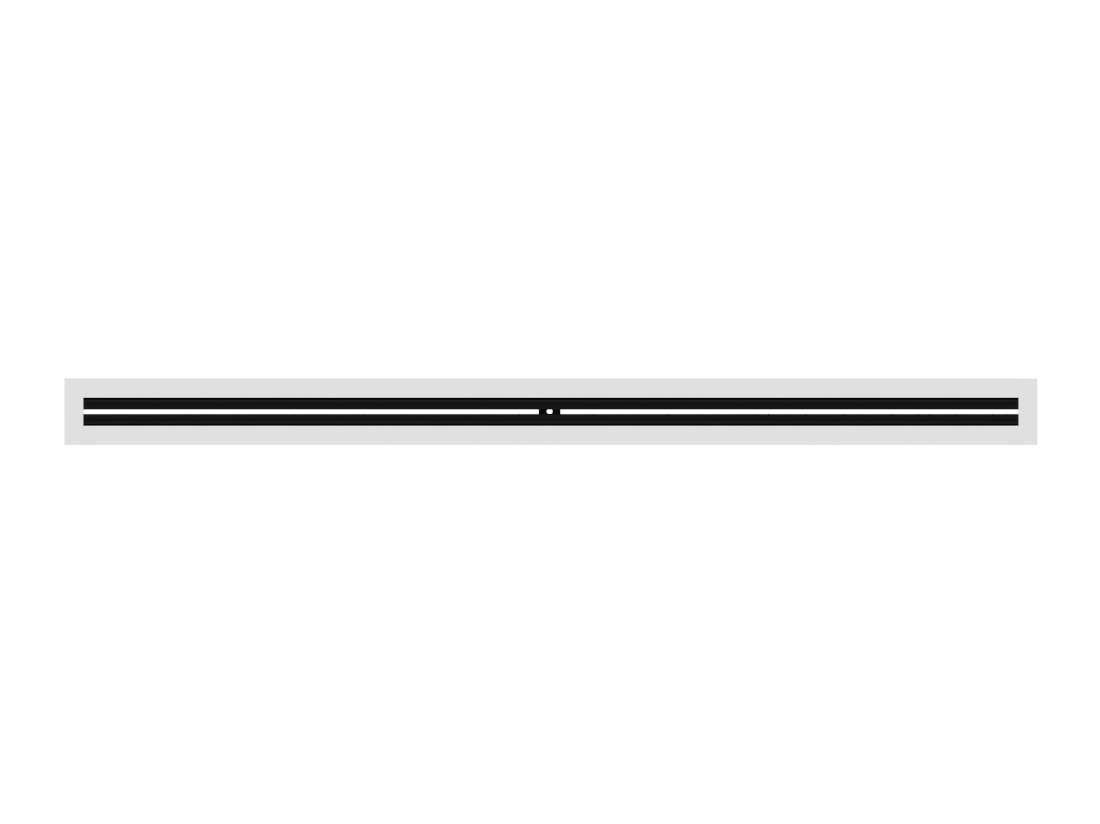 CRYPTIC - 2" Linear Slot Diffuser by Cryptic Air: sleek black lines with a white dot on a white background.