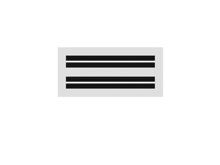 Cryptic Air's CRYPTIC 4" 2-slot linear slot diffuser: a white rectangle with 2 black lines for modern vents.