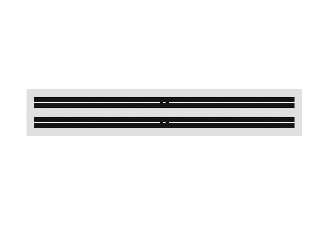 Two parallel black lines with dots, like Cryptic Air’s 4" 2-slot Linear Slot Diffuser, on light gray.