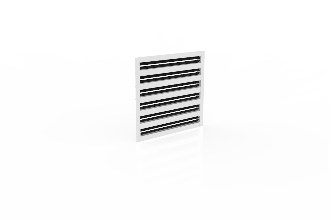 CRYPTIC SHOP-6 Slot Linear Slot Diffuser 12" by Cryptic Air with adjustable airflow and black slats.